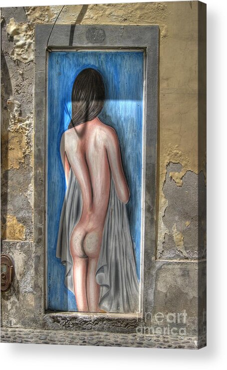 Art Acrylic Print featuring the photograph Funchal Door Art Nude by David Birchall