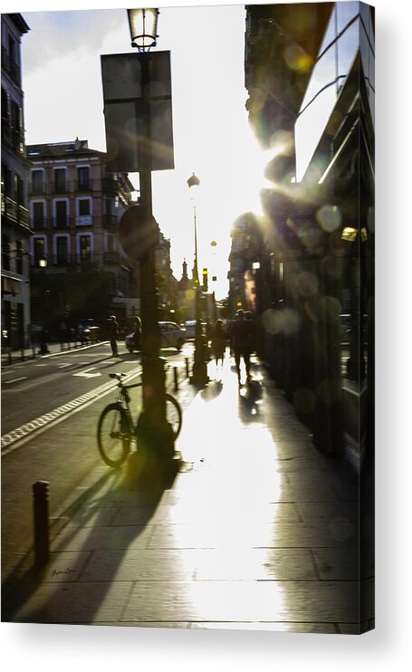 Street Scene Acrylic Print featuring the photograph A Madrid Street in Color by Madeline Ellis