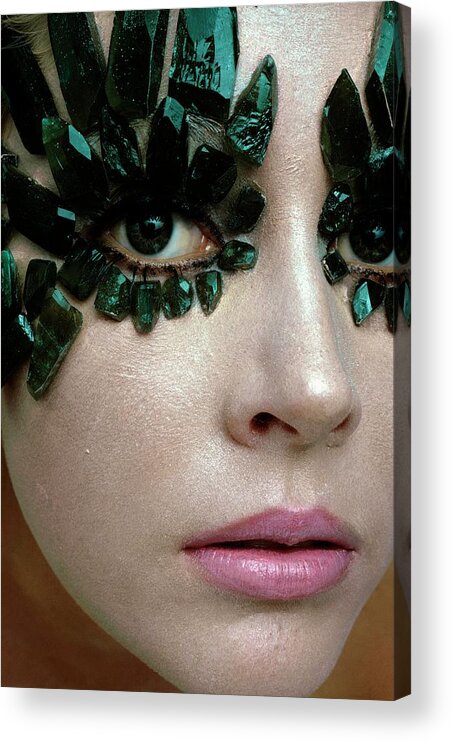 Beauty Acrylic Print featuring the photograph A Model Wearing Eye Ornaments by Gianni Penati
