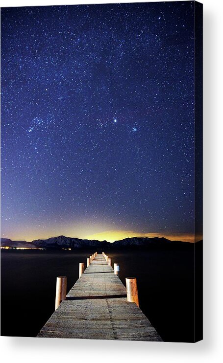 Tranquility Acrylic Print featuring the photograph A Pier On The East Shore Of Lake Tahoe by Rachid Dahnoun