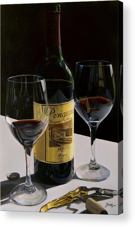 Wine Art Acrylic Print featuring the painting A Private Reserve by Brien Cole