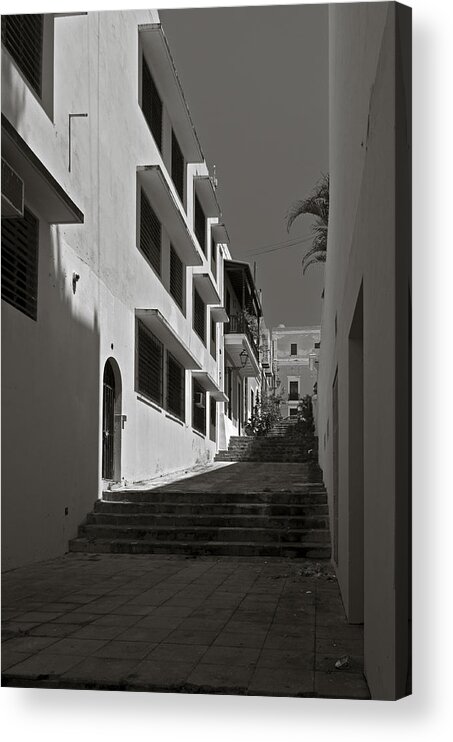 B&w Acrylic Print featuring the photograph A Street With No Name by Mario Celzner