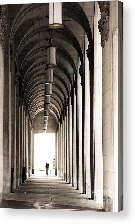 Architecture Acrylic Print featuring the photograph A Tall Man Approaches by Marcia Lee Jones