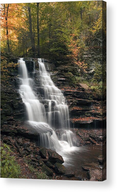 Erie Falls Acrylic Print featuring the photograph A Touch of Autumn at Erie Falls by Gene Walls