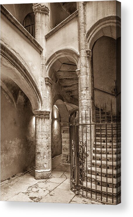 Town Acrylic Print featuring the photograph A Traboule in Lyon France by W Chris Fooshee