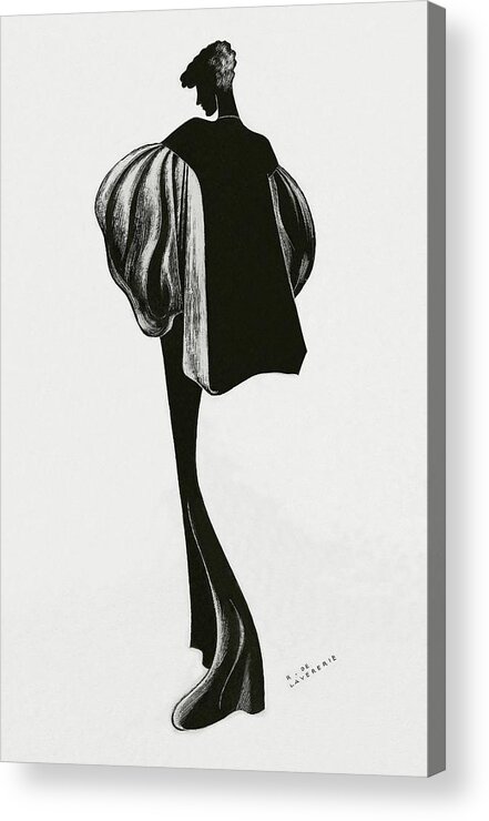 Fashion Acrylic Print featuring the digital art A Woman Wearing A Cape By Molyneux by Raymond de Lavererie