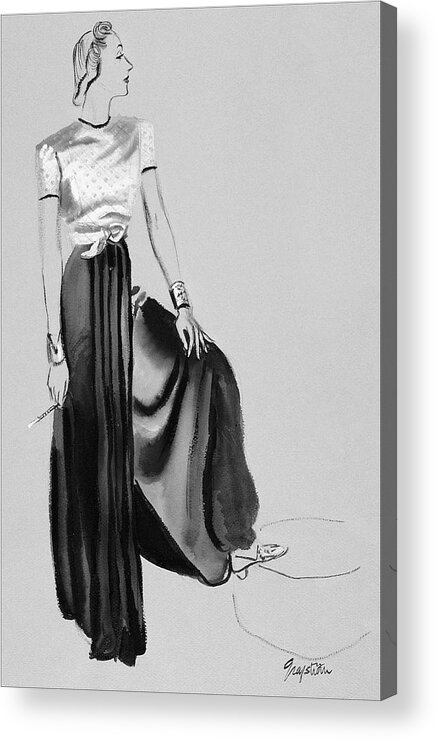 Illustration Acrylic Print featuring the digital art A Woman Wearing A Dress By Muriel King by R.S. Grafstrom