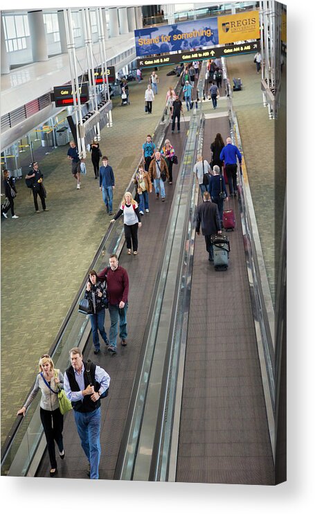 Human Acrylic Print featuring the photograph Airport Travelators by Jim West