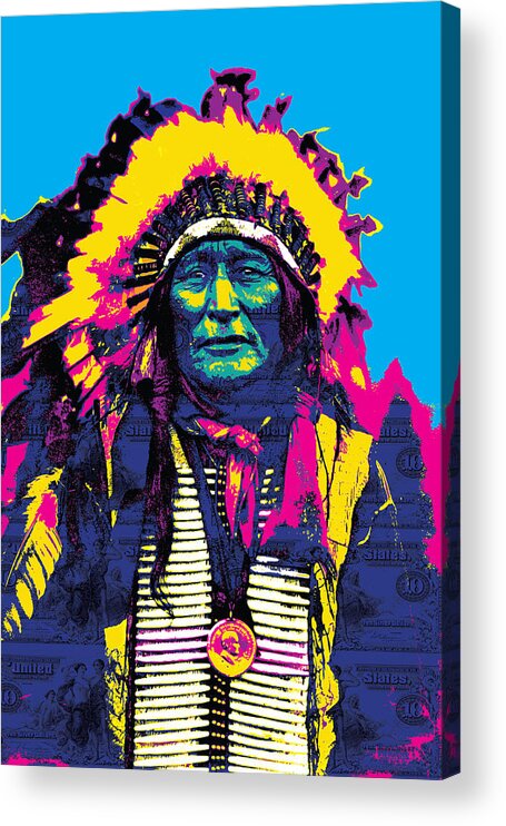 Gary Acrylic Print featuring the digital art American Indian Chief by Gary Grayson