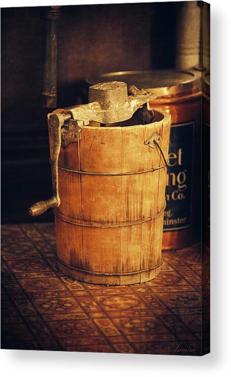 Vintage Acrylic Print featuring the photograph Antique Ice Cream Maker by Maria Angelica Maira