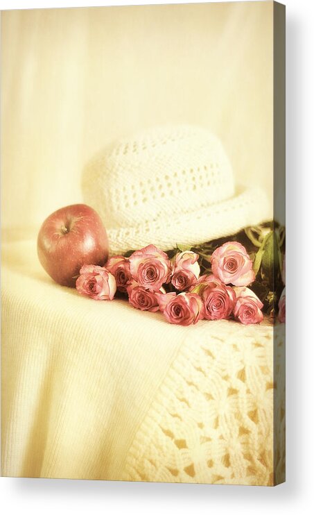 Apple Acrylic Print featuring the photograph Apple with roses by Gynt Art