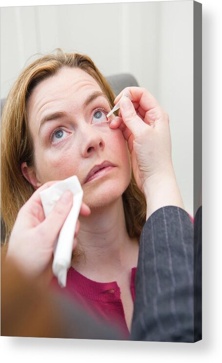 Communicate Acrylic Print featuring the photograph Applying Eye Drops by Gustoimages/science Photo Library