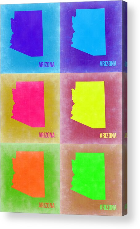 Arizona Map Acrylic Print featuring the painting Arizona Pop Art Map 4 by Naxart Studio