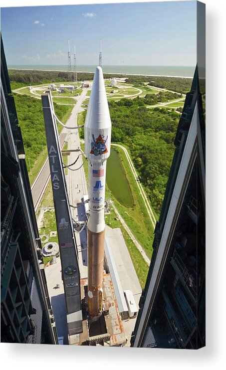 Atlas V Acrylic Print featuring the photograph Atlas V Rocket On Launch Pad by National Reconnaissance Office