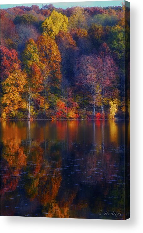 Fall Acrylic Print featuring the photograph Autumn Rainbow Lake Reflection by Joseph Hedaya
