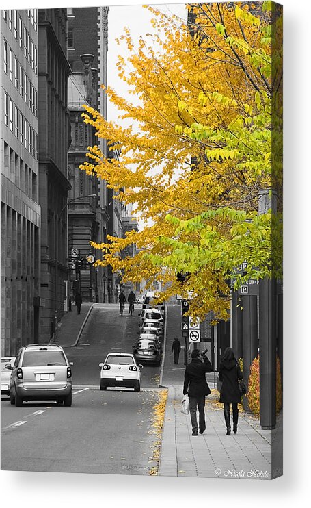 Old Montreal Acrylic Print featuring the photograph Autumn Stroll by Nicola Nobile