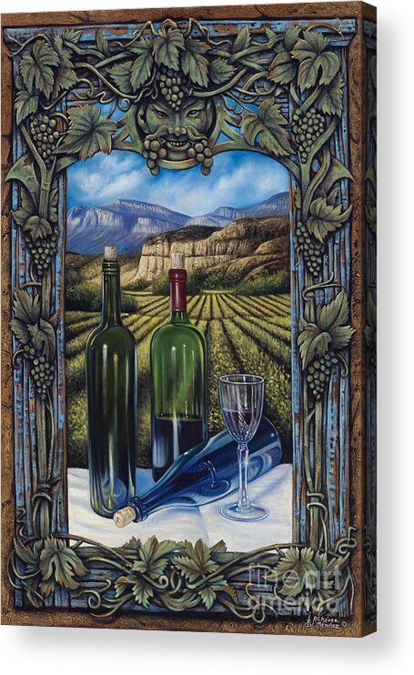 Wine Acrylic Print featuring the painting Bacchus Vineyard by Ricardo Chavez-Mendez