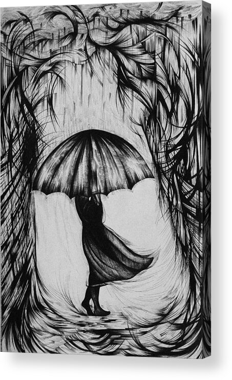 Pen And Ink Acrylic Print featuring the drawing Bad Mood II by Anna Duyunova