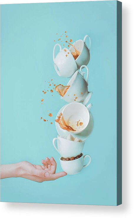 Unhealthy Eating Acrylic Print featuring the photograph Balancing Coffee by Dina Belenko Photography