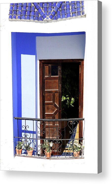 Old Medina Acrylic Print featuring the photograph Balcony Old Medina Tangier Morocco Colour Version by PIXELS XPOSED Ralph A Ledergerber Photography