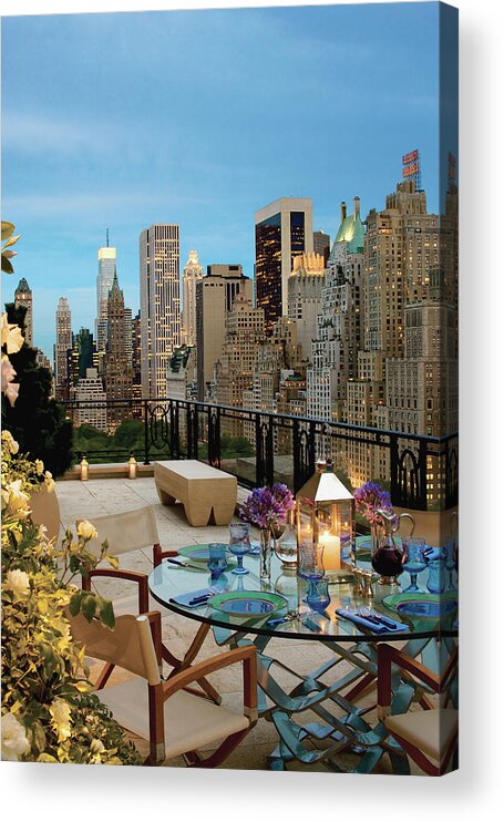 No People Acrylic Print featuring the photograph Balcony With Dining Table by Durston Saylor