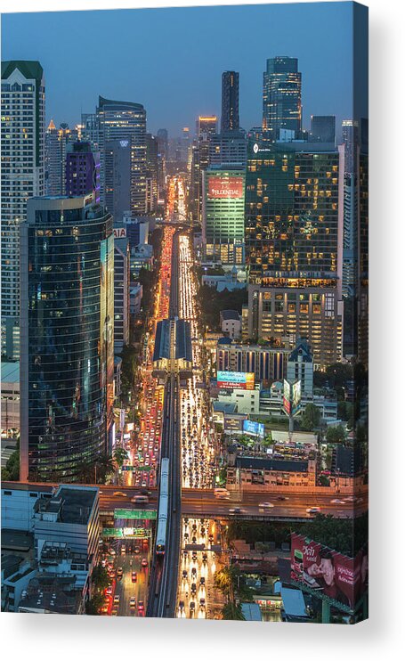 Outdoors Acrylic Print featuring the photograph Bangkok Skyscraper & Transporation by Thanapol Marattana