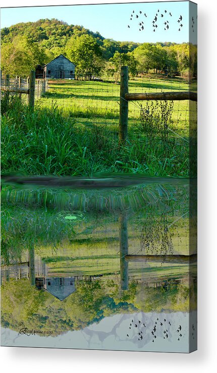 Barn Acrylic Print featuring the photograph Barn And Fence by Ericamaxine Price