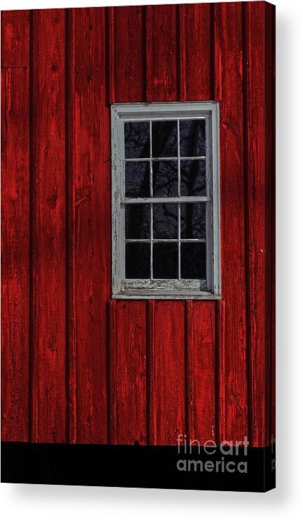Red Acrylic Print featuring the photograph Barn Window by Debra Fedchin