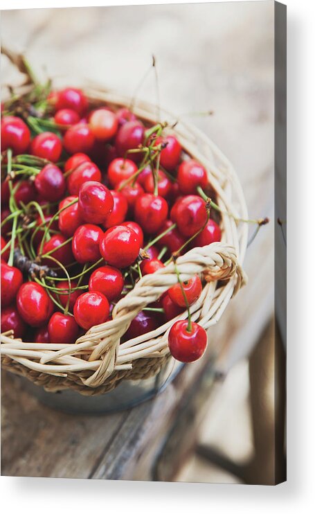Cherry Acrylic Print featuring the photograph Basket Of Cherries by © Emoke Szabo