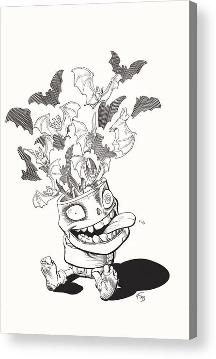 Batty Acrylic Print featuring the drawing Batty by Richard Moore