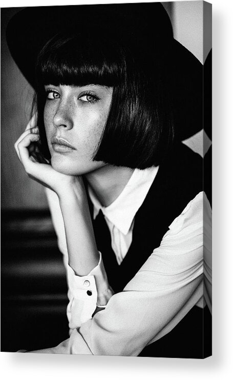 Cool Attitude Acrylic Print featuring the photograph Beautiful Woman With Make-up by Coffeeandmilk