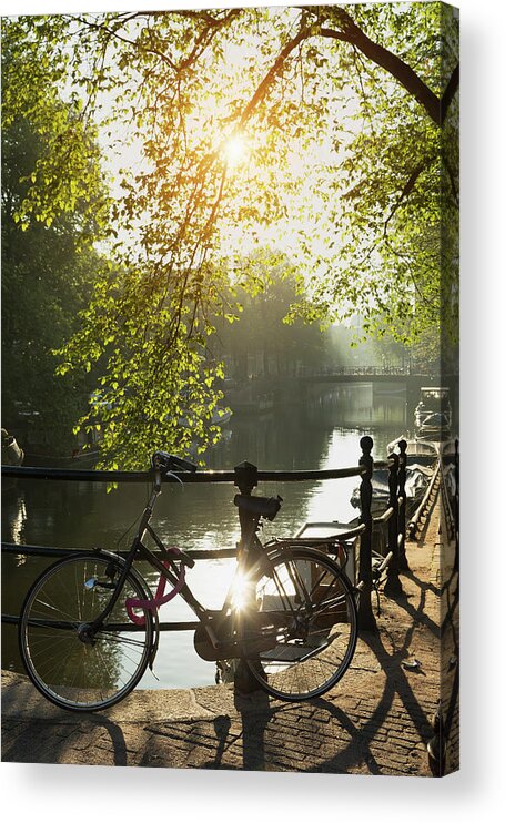 Shadow Acrylic Print featuring the photograph Bicycle And Bridge Over Brouwersgracht by Buena Vista Images