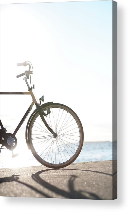 Shadow Acrylic Print featuring the photograph Bicycle With Sea In Background by Johner Images
