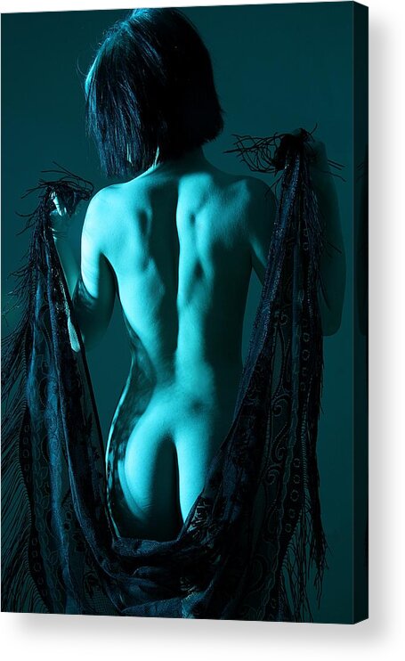 Nude Acrylic Print featuring the photograph Black Lace by Joe Kozlowski