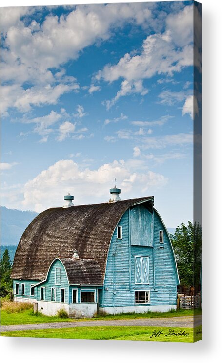 Agricultural Activity Acrylic Print featuring the photograph Blue Barn in the Stillaguamish Valley by Jeff Goulden