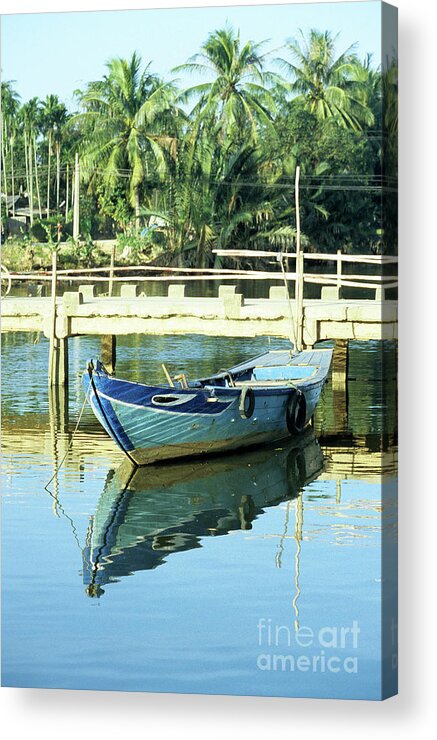 Vietnam Acrylic Print featuring the photograph Blue Boat 02 by Rick Piper Photography