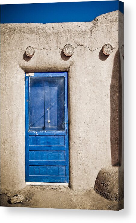 New Mexico Acrylic Print featuring the photograph Blue Door and Bell Adobe by Marilyn Hunt