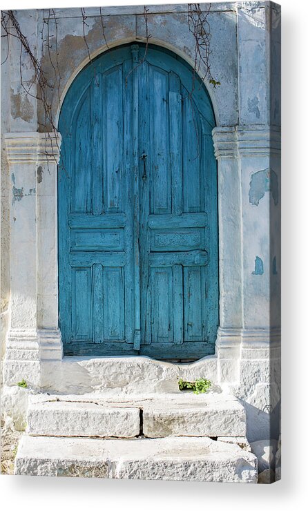 Tranquility Acrylic Print featuring the photograph Blue Doorway Margarites, Crete, Greece by Tim E White
