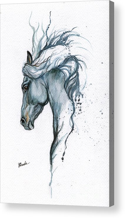 Horse Acrylic Print featuring the painting Blue Horse 2014 06 16 by Ang El