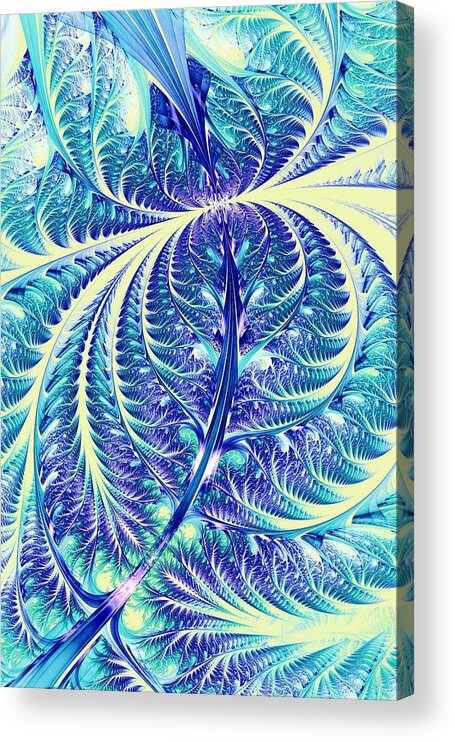 Computer Acrylic Print featuring the digital art Blue Leaf by Anastasiya Malakhova