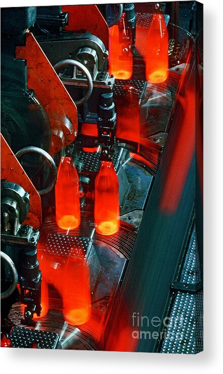 Glass Acrylic Print featuring the photograph Bottle Manufacturing by James L. Amos