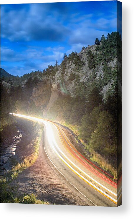 Night Acrylic Print featuring the photograph Boulder Canyon Neon Light by James BO Insogna