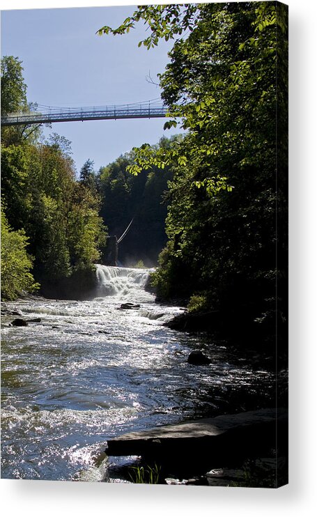 Summer Acrylic Print featuring the photograph Bridge over Foaming Falls by Monroe Payne