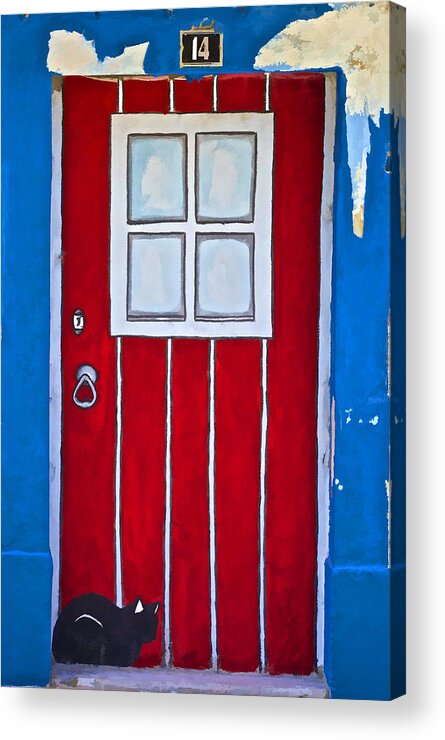 Red Door Acrylic Print featuring the photograph Bright Red Door by David Letts