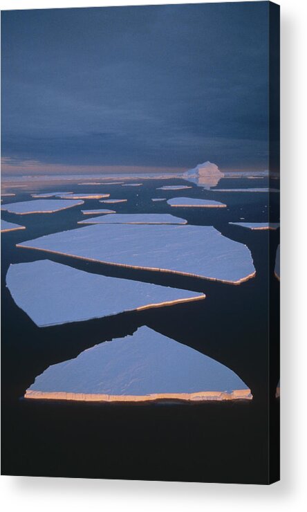 Feb0514 Acrylic Print featuring the photograph Broken Fast Ice Under Midnight Sun East by Tui De Roy