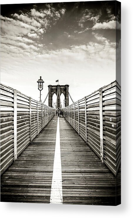 Pedestrian Acrylic Print featuring the photograph Brooklyn Bridge New York by Ferrantraite