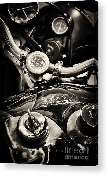 Brough Superior Acrylic Print featuring the photograph Brough Superior SS100 Sepia by Tim Gainey