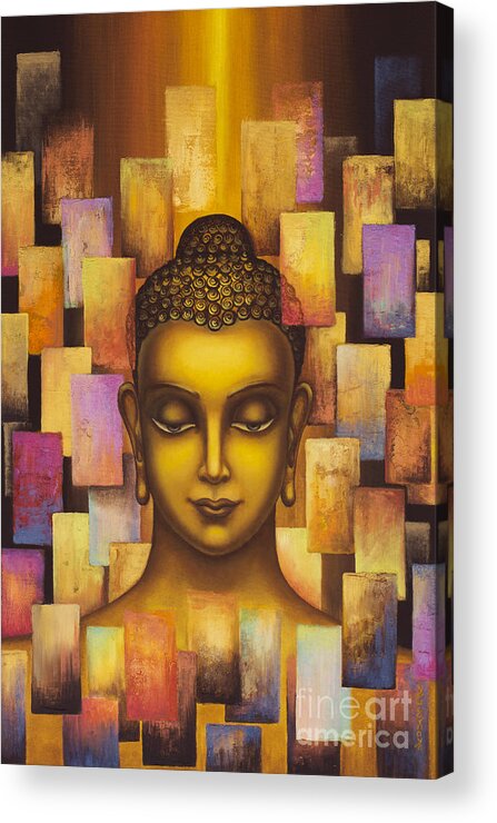 Buddha Acrylic Print featuring the painting Buddha. Rainbow body by Yuliya Glavnaya