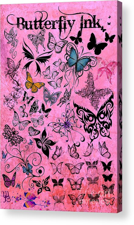 Tattoos Acrylic Print featuring the digital art Butterfly Ink by Mindy Bench