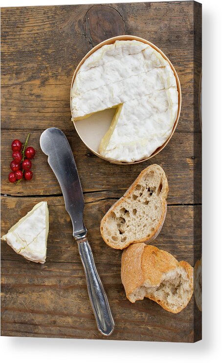 Cheese Acrylic Print featuring the photograph Camember Cheese With Red Currant And by Westend61